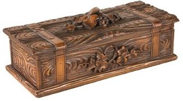 Box MOUNTAIN Lodge Leather Belt Lidded Grape Leaf Resin Hand-Painted Carved - £182.82 GBP