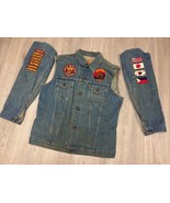 Levi&#39;s Denim Vest Adult 44 USMC Military Patch Mountain Warfare Bear Hun... - €47,28 EUR