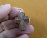 (CR501-6) 15/16&quot; oiled Fairy Stone Pendant CHRISTIAN CROSS Staurolite Cr... - £27.23 GBP