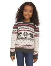 Lands&#39; End Kids Sweater Cream Multicolor Fair Isle Christmas Family Crew... - $720.71 MXN
