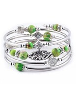 Ethnic Style Flower Natural Handmade Bangle Green with Silver Accents an... - $16.81 CAD Ethnic Style Flower Natural Handmade Bangle Green with Silver Accents an... - $16.81 CAD