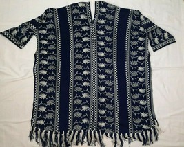 Mimosa Brand Mexican Serape Poncho Blanket Bohemian Pullover Cape Hippie Sweater - £35.57 GBP