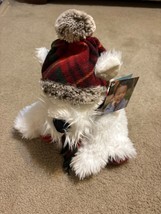 St. Jude Dog Stuffed Animal Plush Toy Plaid Hat/ Scarf Winter Holiday NEW - £18.37 GBP