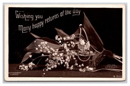 RPPC Lily Of the Valley Many Happy Returns UNP Rotograph Postcard I21 - $9.85