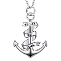 925 sterling silver pirate pendants anchor pendant necklace and chain For Women - £56.57 GBP
