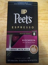 10 Pks.Peet&#39;s Coffee Espresso 10 Ct Capsules Ricchezza Intensity 8 (KF27) - £73.30 GBP