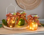 Set of 3 Illuminated Mason Jars w/Embellishment by Valerie in Multi - $193.99