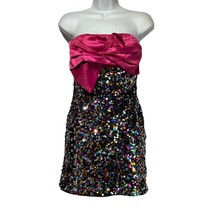 A. Calin flying tomato pink Sequins Strapless mini Party dress Size S - £19.14 GBP