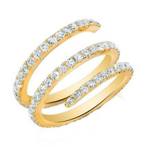 1.75CT Round Cut Real Moissanite Spring Wrap Ring 14K Yellow Gold Plated Silver - $137.12