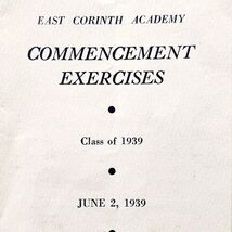 East Corinth Academy 1939 Maine Commencement Exercises Program Bi-Fold D... - $19.99