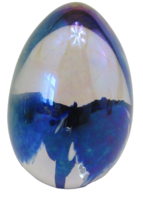 Vintage Iridescent Glass Art Egg signed MSH &#39;95 Multicolored Blue Iris - $29.70