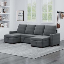 U-Shaped Sectional Sofa w/ Storage - Dark Gray - $556.99