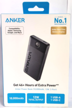 Anker - Power Bank (10000mAh, 12W, USB+USB-C Input/Output) - Black OPEN BOX - £15.40 GBP