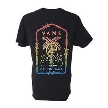 VANS Off The Wall Black Barbed Wire Palm Tree Flames Slim Fit T Shirt Si... - £15.69 GBP