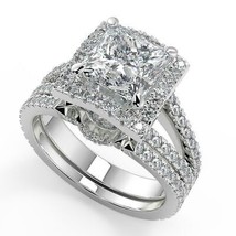 Ensemble de bagues de mariée 3,20 ct taille princesse diamant simulé or... - £228.76 GBP