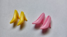 Vintage Lot of 2 Barbie Yellow &amp; Pink  Pointed Toe Pumps Heels 70&quot;s - 80&quot;s - £25.54 GBP