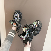 Chunky Sneakers Women Autumn Fashion Women Shoes Sequined Bling Platform Sneaker - £44.18 GBP
