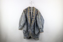 Vtg 90s Streetwear Womens Small Oversized Acid Wash Studded Denim Jean J... - £62.54 GBP