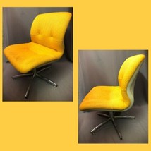 Knoll Pollock Style Mid Century Modern Vintage Yellow Fabric Lounge Chair - £372.57 GBP