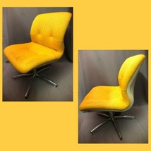 Knoll Pollock Style Mid Century Modern Vintage Yellow Fabric Lounge Chair - £373.72 GBP