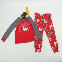 Merry Lane Red Toddler Llama 2 Piece Girls Pajama Set - £14.22 GBP