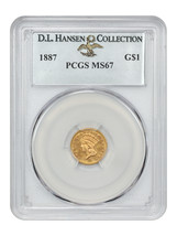 1887 G$1 PCGS MS67 ex: D.L. Hansen - $4,837.88