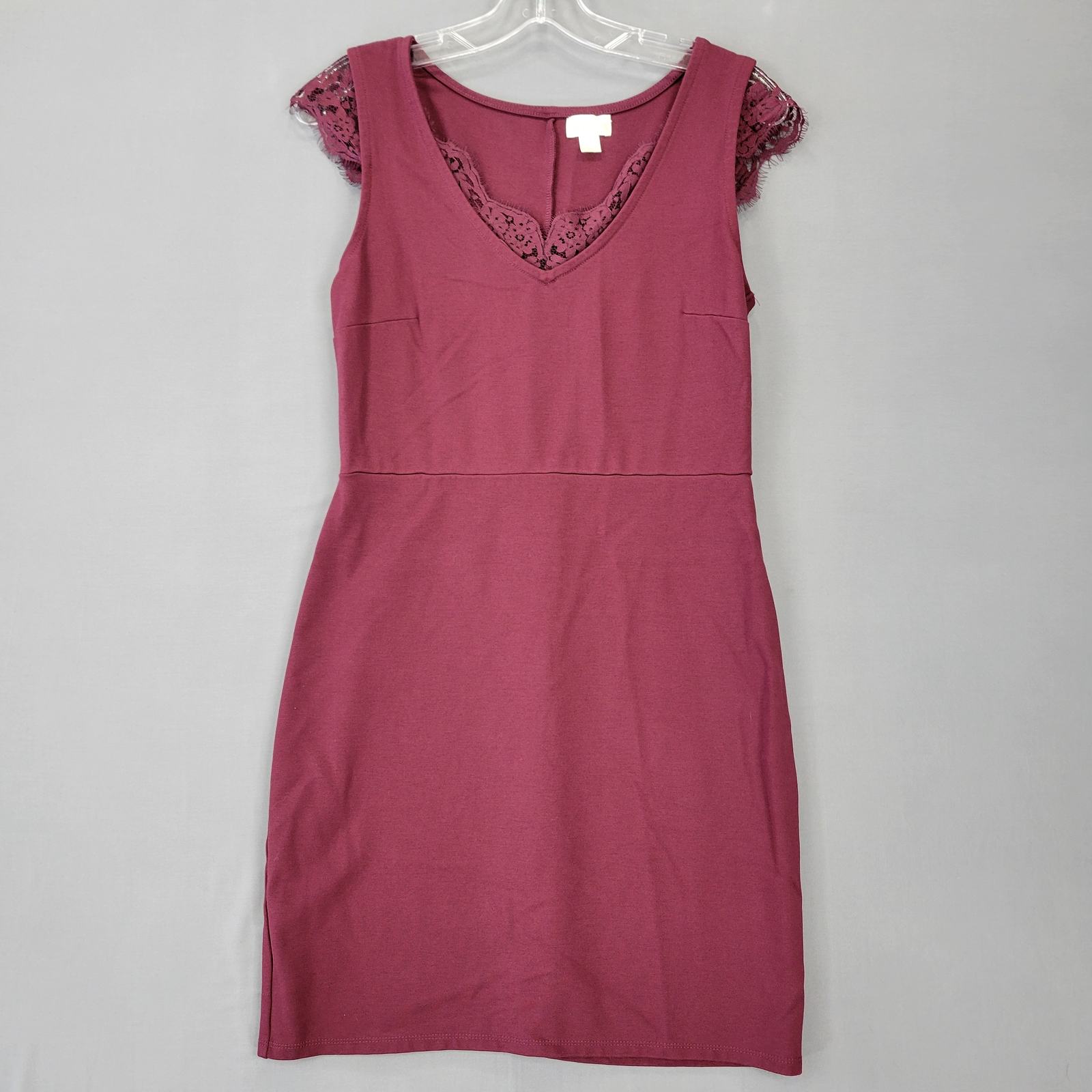 Primary image for Decree Women Dress Size M Purple Stretch Midi Preppy Ruffle Lace Sleeveless Chic