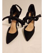 Just Fab Black Shoes Ankle Ties  Sz 6.5 Velvet - $26.72