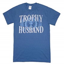 GILDAN TROPHY HUSBAND MEN&#39;S SMALL BLUE COTTON T-SHIRT NEW - $9.97