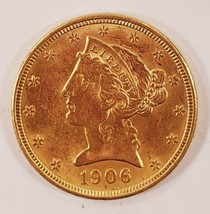 1906-D Gold Liberty Half Eagle in Choice BU Condition, Great Early US gold - €1.134,22 EUR