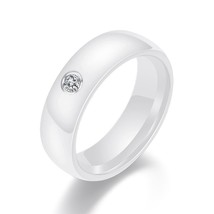 ZORCVENS 6mm Wide Smooth white/black Ceramic Rings Wedding party jewelry Women R - £7.70 GBP