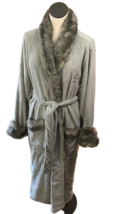 Pottery Barn Peignoir Medium Gray Faux Caramel Fur Cozy Robe Sash Belt NWT Soft - £119.90 GBP