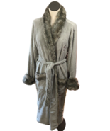 Pottery Barn Peignoir Medium Gray Faux Caramel Fur Cozy Robe Sash Belt N... - £117.99 GBP