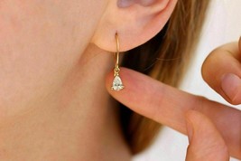 Women 1.00 Ct Pear Cut Moissanite 925 Sterling Silver Hook Drop Dangle Earrings - £93.27 GBP