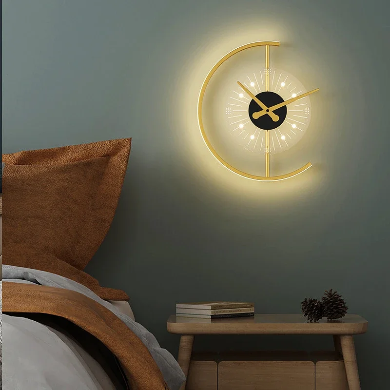 Moden Led Clock Wall Lamps For Corridor Aisle Bedside Wall Clock With Light - $62.04