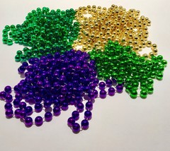 Mardi Gras Bead Large Necklaces Lot of 7 Purple Gold Green 35 Inch New Orleans - $19.79