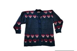 Vintage 80-90s Knit Cotton Ramy Cardigan Floral Pansy Fits L - £30.03 GBP