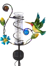 Stargarden Hummingbird Rain Gauge Outdoor Solar LED Lights Rain Gauge Decorative - £26.92 GBP