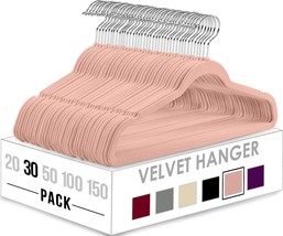 Utopia Home Velvet Hangers 30 Pack - Non-Slip Clothes - Pink - £20.70 GBP