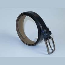 Men Navy Blue Genuine Leather Belt PIERO ROSSI Turkey Soft Full Grain #Navy-B image 5