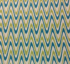 Mill Creek Jiggly Fresco Blue Green Flamestitch Geo Outdoor Indoor Fabric Bty - £6.26 GBP