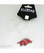 RAZORBACKS UNIVERSITY OF ARKANSAS NECKLACE CRYSTAL NEW WITH TAGS - $9.95