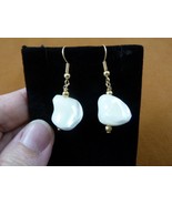 (EE473-175) 15mm bead white Mother of pearl freeform gemstone dangle ear... - £12.65 GBP
