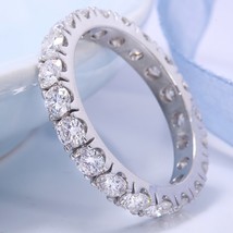 925 Sterling Silver 2.5mm Full Round Moissanite Enternity Rings Band for Women S - £62.59 GBP