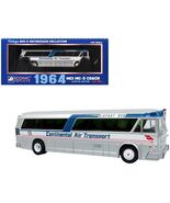 1964 MCI MC-5A Coach Bus "Continental Air Transport" Silver with Blue St... - $68.31