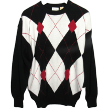 Bachrach Men&#39;s Sweater Argyle Diamond Pattern 100% Cotton Black Size Large - £23.16 GBP