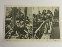 VINTAGE U.S. NAVY POSTCARD  SEABEES AT SEA &amp; DISEMBARKATION POINT CAMP P... - £7.60 GBP