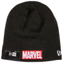 Marvel Brand Red Text Logo Knit New Era Beanie Black - £27.15 GBP