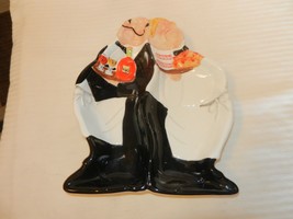 Ceramic Italian Waiters with Wine &amp; Bread Divided Bread Plate, Dip Plate - $50.00
