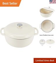 Enameled Cast Iron Round Dutch Oven with Lid and Dual Handles, Heavy-Dut... - $75.12